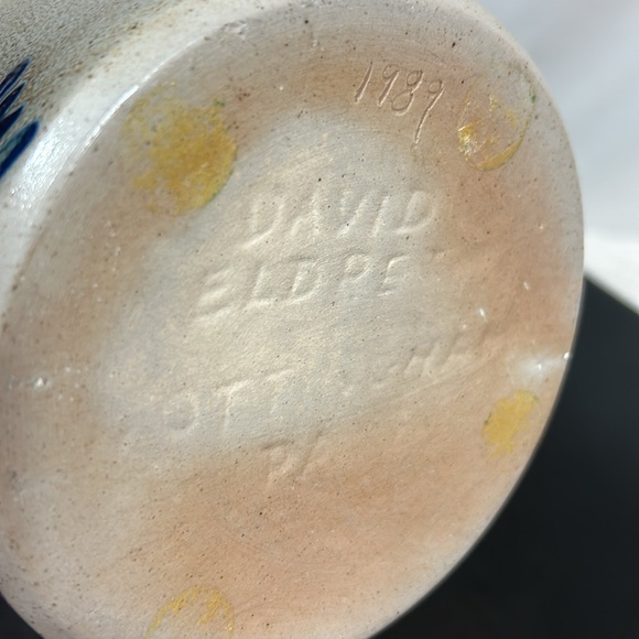 David Eldreth Salt Glaze Heart Crock, Vintage, Artist Signed Pottery 1989 - Picture 9 of 11